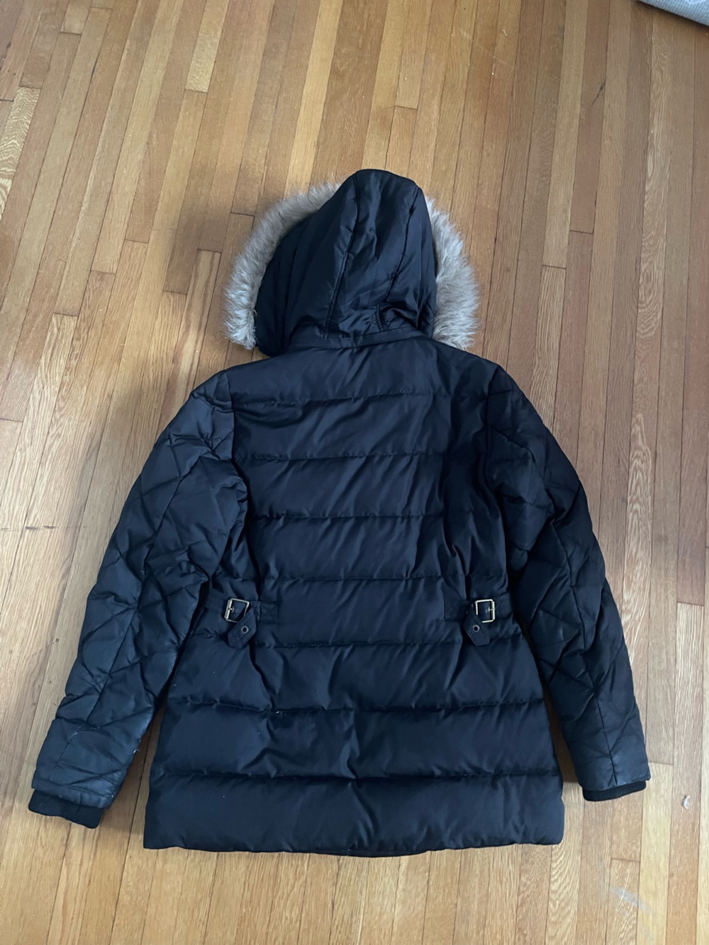 Ralph Lauren Black Quilted Winter Jacket with Faux Fur Trim